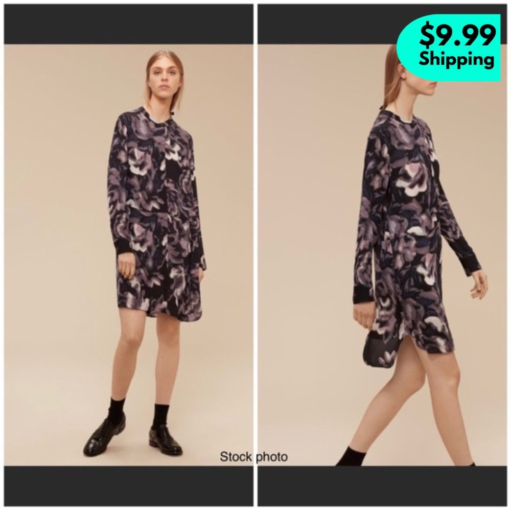 ARITZIA WILFRED 100% Silk Bossut Long-sleeved Shirt Dress, Medium